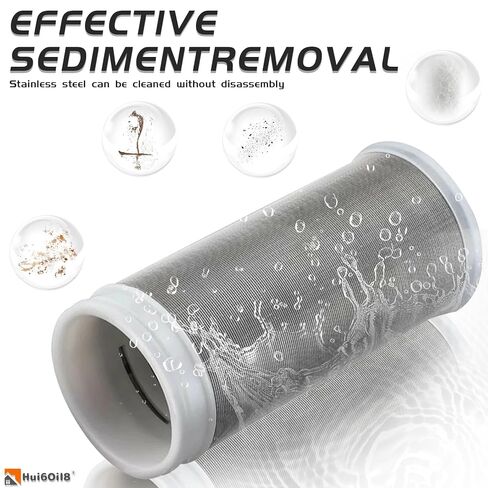 Reusable Inline Sediment Water Filter - 40 Micron Solid Brass Pre-Filter for Washing Machine, RV, Shower & Garden Hose - Explosion-Proof Clear Housing with 1/2" NPT & 3/4" GHT Adapters in Kuwait