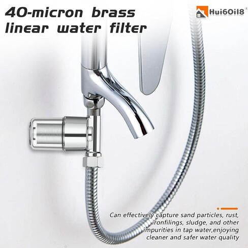 Reusable Inline Sediment Water Filter - 40 Micron Solid Brass Pre-Filter for Washing Machine, RV, Shower & Garden Hose - Explosion-Proof Clear Housing with 1/2" NPT & 3/4" GHT Adapters in Kuwait