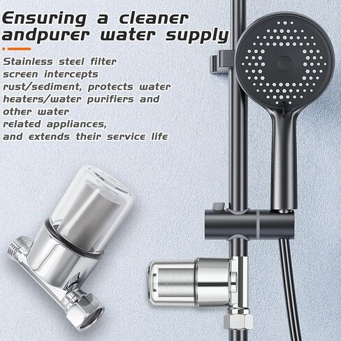 Reusable Inline Sediment Water Filter - 40 Micron Solid Brass Pre-Filter for Washing Machine, RV, Shower & Garden Hose - Explosion-Proof Clear Housing with 1/2" NPT & 3/4" GHT Adapters in Kuwait