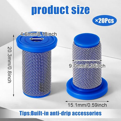20 Pcs 50 Mesh Strainer Poly Body Stainless Steel Mesh Screen Drip-Proof Poly Check Valve Tip Strainer for Gardening in Kuwait