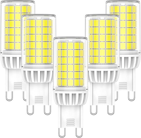 لمبة G9 LED قابلة للتعتيم بقدرة 5 وات، ما يعادل 60 وات، مدرج في قائمة UL CUL، ضوء نهاري أبيض 6000 كلفن، T4 متخصص LED G9 ثنائي الدبوس لاستبدال الهالوجين لإضاءة الثريا، 120 فولت 600 لومن، 5 عبوات in Kuwait