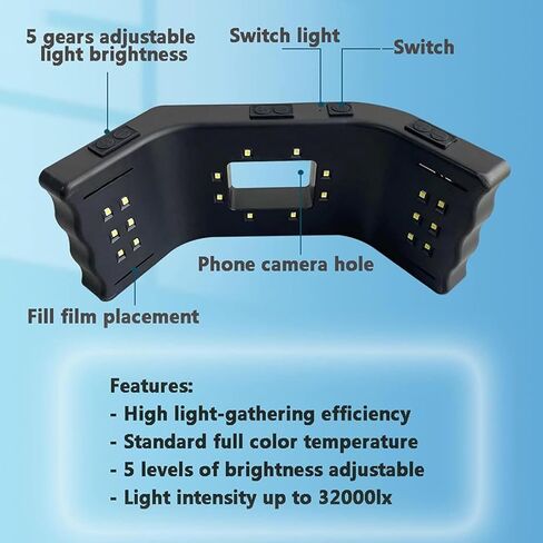 Dental Mobile Phone Fill Light, Dental Oral LED Photography Kits, 3 Group Lights Adjusted Independently & 3D Surround Lighting Design, for Home Salon and Macro Photography in Kuwait