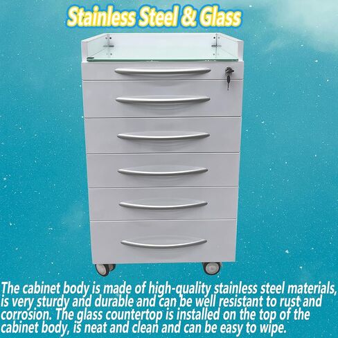 5 Drawers Dental Special Storage Cabinet Dental Cabinet Mobile Cart Stainless Steel Moving Side Cabinet Utility Storage Cart with Lock and Wheels for Dental Clinic Hospital (No Trays) in Kuwait