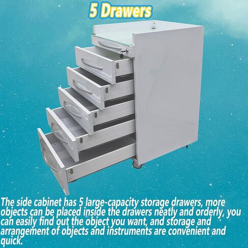 5 Drawers Dental Special Storage Cabinet Dental Cabinet Mobile Cart Stainless Steel Moving Side Cabinet Utility Storage Cart with Lock and Wheels for Dental Clinic Hospital (No Trays) in Kuwait