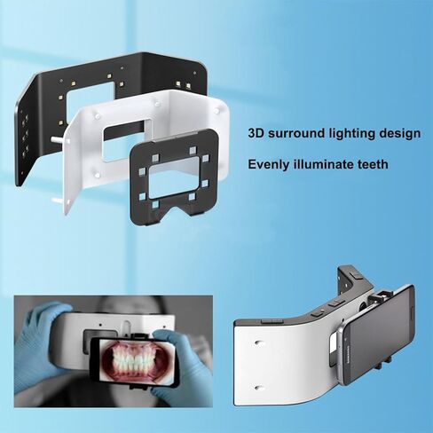 ضوء التصوير الفوتوغرافي للأسنان المحمول، ضوء ملء التصوير الفوتوغرافي للأسنان مع حامل ثلاثي القوائم ومشبك الهاتف المحمول، تصميم الإضاءة المحيطية ثلاثية الأبعاد ونطاق درجة حرارة اللون 3800K-6200K لعلاج طبيب الأسنان in Kuwait