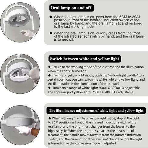 Wall Mounted Dental LED Operating Lamp White Yellow Adjustable Round Shadeless Light in Saudi Arabia