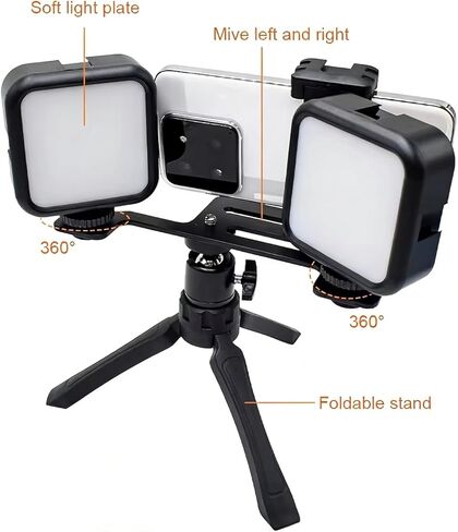 Dental Mobile Phone Fill Light, Dental Photography Light Kit with 48-100Mm Extendable Phone Holder, 3000K-7000K Color Temperature & 3 Group Lights Adjusted Independently for Clear Images in Saudi Arabia
