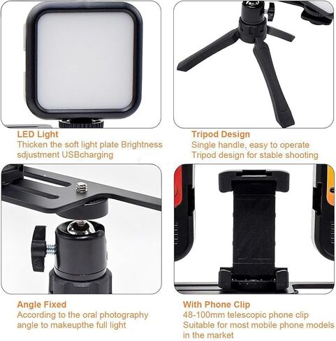 Dental Mobile Phone Fill Light, Dental Photography Light Kit with 48-100Mm Extendable Phone Holder, 3000K-7000K Color Temperature & 3 Group Lights Adjusted Independently for Clear Images in Saudi Arabia