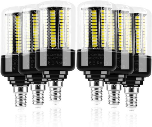 6 حزمة لمبة LED للذرة فائقة السطوع 132LEDs 3146 لومن 6000K مصباح ضوء النهار E14 قاعدة 85-265 فولت غير قابلة للتعتيم مصابيح LED فائقة السطوع أضواء الذرة in Saudi Arabia
