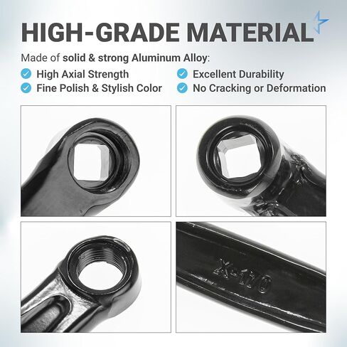 BlueStars Crank Left Arm with Diamond Hole, 170mm Aluminium Alloy Bicycle Crank Arm Left Replacement for Mountain Bike Road Bike (Black) in Kuwait