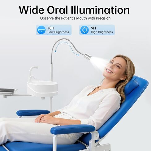 كرسي أسنان محمول قابل للطي مع ضوء LED مسند ظهر قابل للتعديل بارتفاع 330 رطلاً لعيادة سبا التجميل (أزرق) in Kuwait