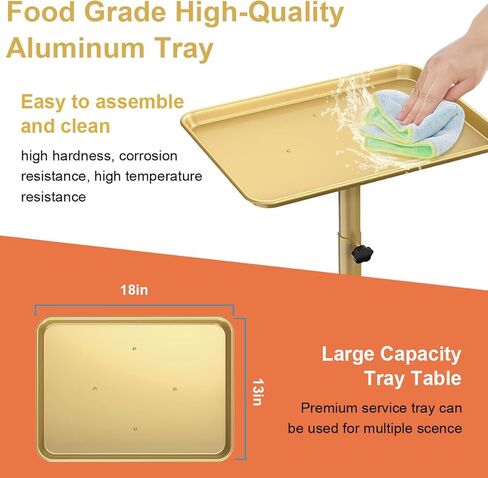 صينية عربة صينية دوارة قابلة للتعديل بارتفاع وشم صينية سبا دوارة لصالون تجميل مصفف شعر عيادة الأسنان، ذهبي شامبانيا، ذهبي شامبانيا in Kuwait