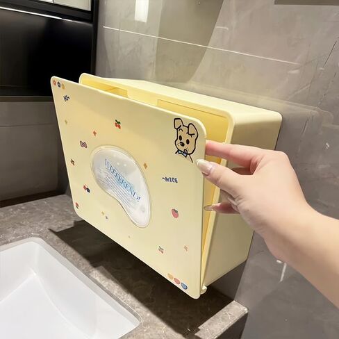 صندوق تخزين الحمام المثبت على الحائط، بيج، 30 × 25 × 13 سم، بدون تركيب للحفر، منظم مناديل ذو سعة كبيرة in Kuwait