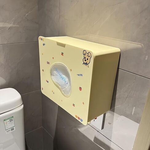 صندوق تخزين الحمام المثبت على الحائط، بيج، 30 × 25 × 13 سم، بدون تركيب للحفر، منظم مناديل ذو سعة كبيرة in Kuwait