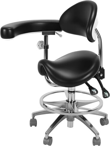 Saddle Rolling Stool with Armrest & Wheels Comfortable Dental Mobile Saddle Chair with Back Support for Dentist Salon Tattoo in Saudi Arabia