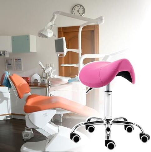 مقعد سرج احترافي لأخصائي صحة الأسنان مع عجلات، كرسي سرج صالون قابل للتعديل لفناني الوشم وأخصائيي التجميل والمصممين - كرسي صياغة مريح in Kuwait