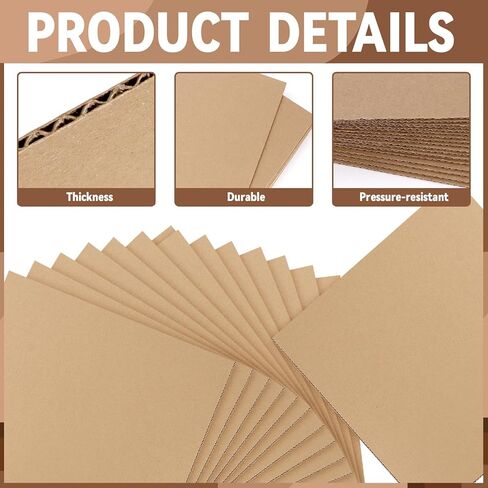 Bercoor 25 Pack Corrugated Cardboard Sheets 12x12, Flat Corrugated Cardboard Inserts for vinyl record mailers, Packing, Shipping, Mailing, Card Board Backing, Art Craft in Kuwait
