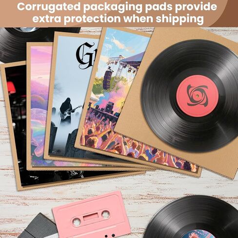 Bercoor 25 Pack Corrugated Cardboard Sheets 12x12, Flat Corrugated Cardboard Inserts for vinyl record mailers, Packing, Shipping, Mailing, Card Board Backing, Art Craft in Kuwait