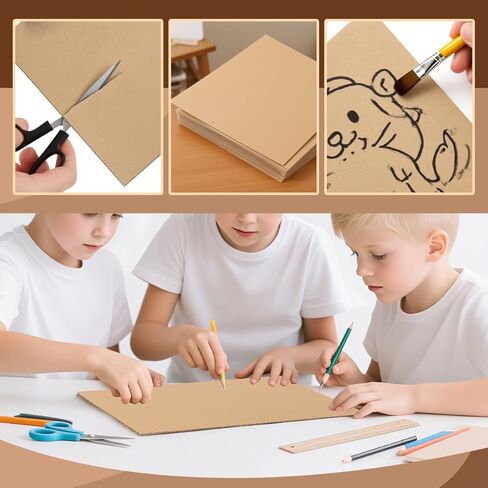 Bercoor 25 Pack Corrugated Cardboard Sheets 12x12, Flat Corrugated Cardboard Inserts for vinyl record mailers, Packing, Shipping, Mailing, Card Board Backing, Art Craft in Kuwait