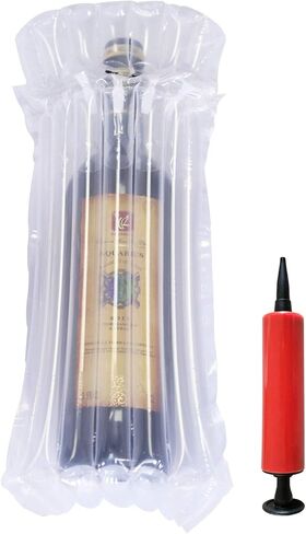 STNTUS INNOVATIONS واقي زجاجة النبيذ، 15 عبوة من الأكمام الملتفة على شكل فقاعات للأمتعة، والسفر بالطائرة، والنقل، والشحن الآمن، وأكياس تغليف مملوءة بالهواء قابلة للنفخ مع مضخة. in Kuwait