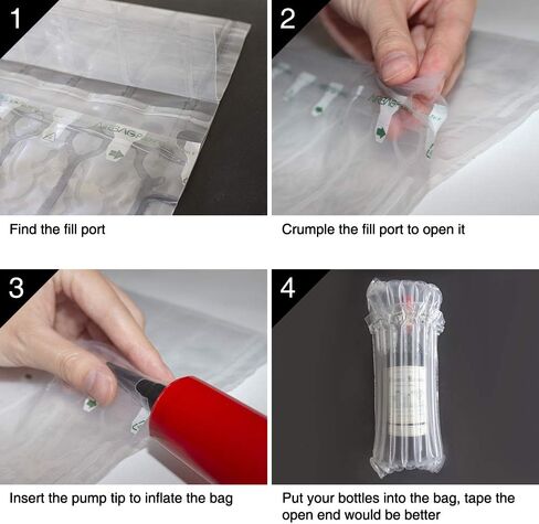 STNTUS INNOVATIONS واقي زجاجة النبيذ، 15 عبوة من الأكمام الملتفة على شكل فقاعات للأمتعة، والسفر بالطائرة، والنقل، والشحن الآمن، وأكياس تغليف مملوءة بالهواء قابلة للنفخ مع مضخة. in Kuwait