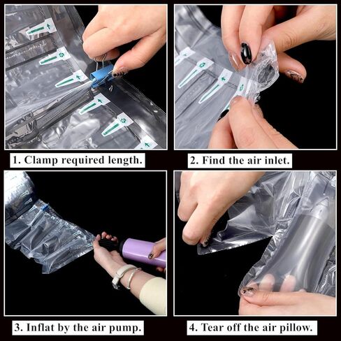 Tebery 400 Count Air Pillows for Shipping, Inflatable Air Cushion Bags Roll with Pump, Leak-Proof Bag Stuffing for Shape, Reusable Packaging Filler Supplies for Shipping Moving Box, 3.54'' x 7.87'' in Saudi Arabia