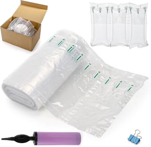 Tebery 400 Count Air Pillows for Shipping, Inflatable Air Cushion Bags Roll with Pump, Leak-Proof Bag Stuffing for Shape, Reusable Packaging Filler Supplies for Shipping Moving Box, 3.54'' x 7.87'' in Saudi Arabia