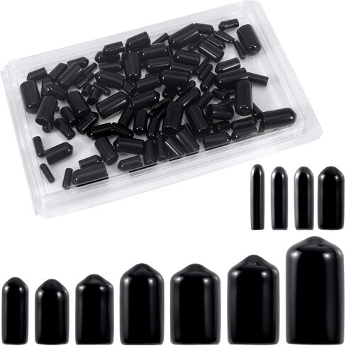 240pcs Rubber End Caps, 9 Sizes Flexible Vinyl Bolt Caps, Reusable Screw Thread Protector Covers for Bicycles, Hooks, Furniture - Black in Saudi Arabia