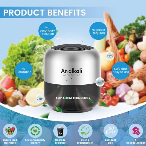 Fridge Deodorizer – 4 Pack Refrigerator Odor Eliminator, Lasts 10 Years, Chemical-Free Fresh Odor Eliminator Kit, More Effective Than Baking Soda, for Kitchen Appliances, Closet, Car, Pet Areas-Black in Kuwait