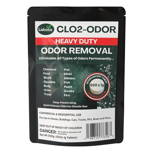 أقراص ثاني أكسيد الكلور CLO2-ODOR - 500 × 1 جرام (1.1 رطل) أفضل قيمة! إزالة رائحة ثاني أكسيد الكلور شديدة التحمل للمنازل والغرف والسيارات والشاحنات والمركبات الترفيهية والمركبات والمباني والمزيد! in Kuwait