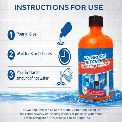 Drain Clog Remover, Liquid Plumber Drain Cleaner, Sink Cleaner Garbage Disposal and Deodorizer, Pipe Cleaners for Shower or Sink Drains, Professional Toilet Unclogs and Removes Hair, Blockage (2 pcs) in Kuwait