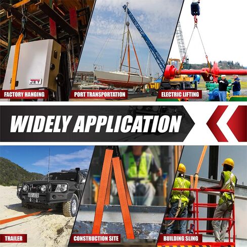 2 Pack 2"x3FT Supper Sturdy Lift Sling Straps, 18800 Pound Capacity Heavy Duty Eye-Eye Nylon Strap for Hoist, 2-Ply Polyester Rigging Straps, Tree Saver Recovery Straps Web Sling Winch in Kuwait