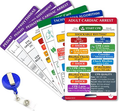 2025 ACLS & PALS Badge Buddy Bundle - Adult & Pediatric Advanced Life Support Vital Signs Badge Card - Complete Reference for Emergency Nurses, ICU & Paramedics with Meds, Hs & Ts, Cardiac Arrest in Saudi Arabia