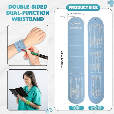 Clinical Wristband – Quick Lab Values & Task Checklist for Nurses and Nursing Students – Silicone Reference Bracelet for Hospital Shifts, Clinicals, and Skills Labs in Kuwait