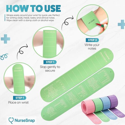 Clinical Wristband – Quick Lab Values & Task Checklist for Nurses and Nursing Students – Silicone Reference Bracelet for Hospital Shifts, Clinicals, and Skills Labs in Kuwait