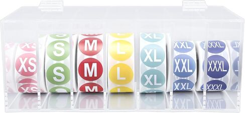 7 Slot Label Dispenser, Transparent Acrylic Sticker Roll Holder Wall Mount with 7 Rolls 1 Inch Labels, Ideal for Home, Office & School Organization in Kuwait
