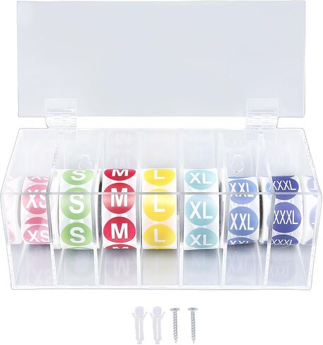 7 Slot Label Dispenser, Transparent Acrylic Sticker Roll Holder Wall Mount with 7 Rolls 1 Inch Labels, Ideal for Home, Office & School Organization in Kuwait