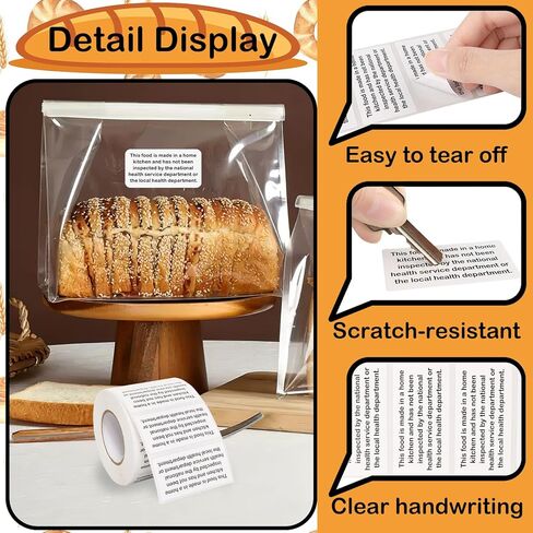 800 Count Cottage Baking Food Law Labels Stickers，Homemade Stickers for Baked Goods Ingredients, Home Kitchen Inspection Statement Thermal Printed Labels in Kuwait