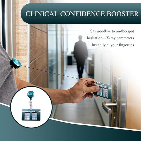 Rad Tech X-Ray Reference Cards with Badge Reel，Horizontal Radiology Technique Chart & Positioning Cheat Sheet,Heavy Duty Badge Buddy Attachment for X-Ray Technicians,Students & Clinical Rotations in Kuwait