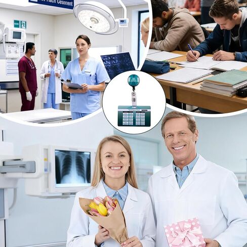 Rad Tech X-Ray Reference Cards with Badge Reel，Horizontal Radiology Technique Chart & Positioning Cheat Sheet,Heavy Duty Badge Buddy Attachment for X-Ray Technicians,Students & Clinical Rotations in Kuwait
