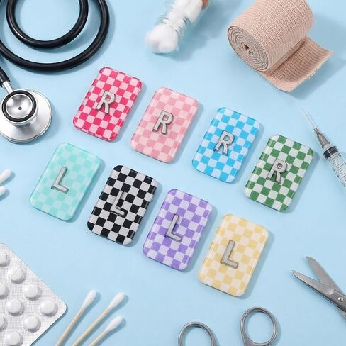 8 Pack 1.5x1 Inch Plaid X-Ray Markers, Resin with L and R Lead Letters, Reusable Washable for Radiology Techs Nurses Dentists Vets in Kuwait