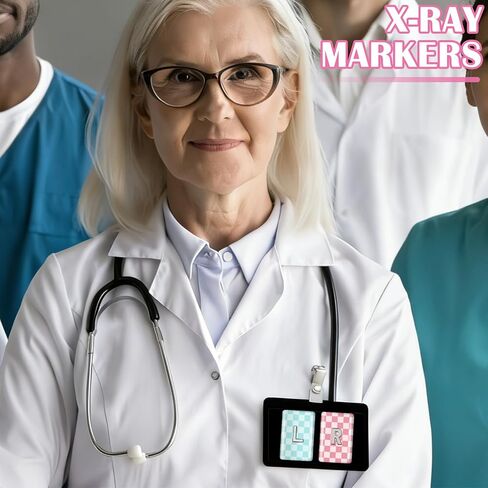 8 Pack 1.5x1 Inch Plaid X-Ray Markers, Resin with L and R Lead Letters, Reusable Washable for Radiology Techs Nurses Dentists Vets in Kuwait