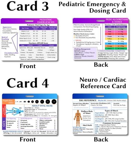 EMT Badge Cards & Pocket Guide with Retractable Reel - 8 Side Horizontal Set. Paramedic Flashcards for Assessment, Vitals, ECG & Pediatrics. PVC EMS Badge Buddy for First Responders in Saudi Arabia