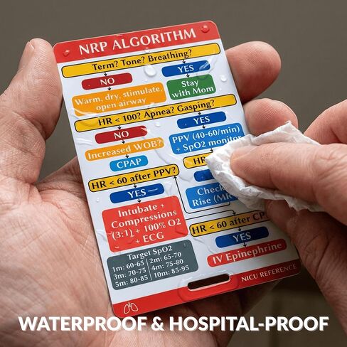 NICU Nurse Essentials Reference Cards with Badge Reel (7-Piece Set) - NRP Neonatal Code Medication Card - 9th Ed Algorithm, Airway, Apgar, Vitals - Gift for L&D Nurses, RNs & Respiratory Therapist in Saudi Arabia