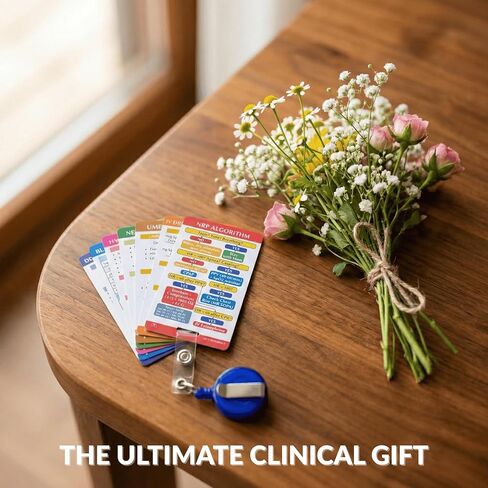 NICU Nurse Essentials Reference Cards with Badge Reel (7-Piece Set) - NRP Neonatal Code Medication Card - 9th Ed Algorithm, Airway, Apgar, Vitals - Gift for L&D Nurses, RNs & Respiratory Therapist in Saudi Arabia