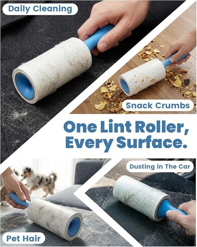 بكرات الوبر من بوبشوز لشعر الحيوانات الأليفة شديدة الالتصاق، 600 ورقة بكرات الوبر اللزجة الإضافية لشعر الحيوانات الأليفة، 3 مقابض و6 لفات لاصقة، مزيل شعر القطط والكلاب للملابس والأثاث والأريكة وبكرة الوبر للملابس in Kuwait