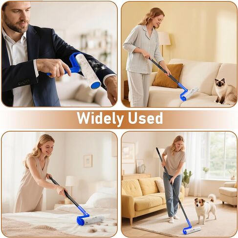 بكرة الوبر الكبيرة مقاس 10 بوصات لشعر الحيوانات الأليفة شديدة الالتصاق، بكرات الوبر الأرضية بمقبض طويل مع عبوات الوبر الكبيرة لإعادة تعبئة الأريكة والسجاد والأثاث والملابس الجدارية وتنظيف الأرضيات، باللون الأزرق in Kuwait