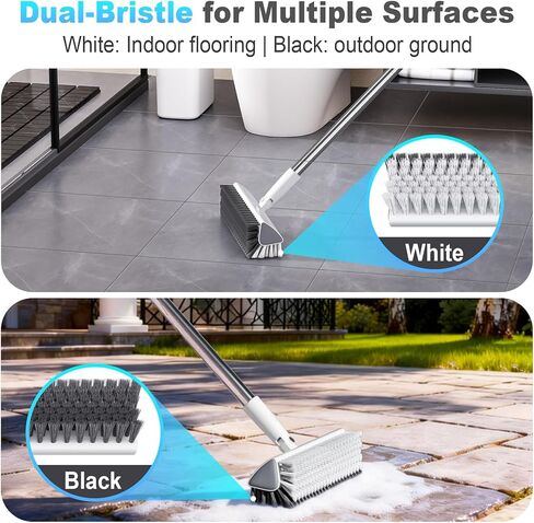 فرشاة تنظيف الأرضيات بمقبض طويل، شعيرات قوية شديدة التحمل، فرشاة تنظيف الأرضيات على شكل حرف V للبلاط والخرسانة وخطوط الجص، تنظيف قائم للمرآب والحمام والسطح والفناء in Kuwait
