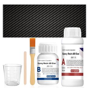 Carbon Fiber Repair Kit, Carbon Fiber Kit, 8" Twill Carbon Fiber Cloth, 100g Epoxy Resin and 27g Epoxy Hardener, Measuring Cups, Mixing Sticks and Brush for DIY Repairs on Cars, Furniture, Bikes, Boat in Kuwait