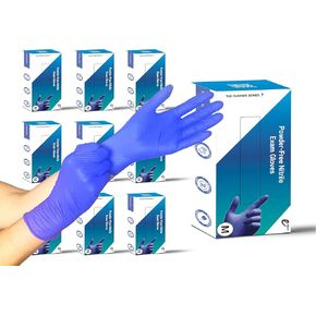 قفازات فحص النتريل الخالية من مسحوق الكوبالت الأزرق، قفاز تنظيف الطبخ القابل للتصرف 3.5 مل، سلسلة الريش in Kuwait